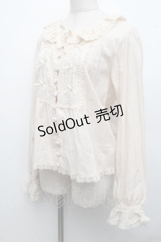 画像3: PINK HOUSE / ロゴ刺繍入りローンブラウス  ベージュ S-26-04-15-026-LO-BL-HR-ZS (3)