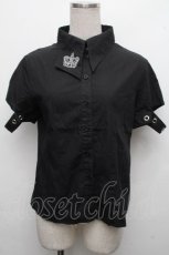 画像1: PEACE NOW / 王冠刺繍半袖シャツ  黒 S-26-04-15-032-PU-TS-HR-ZS (1)