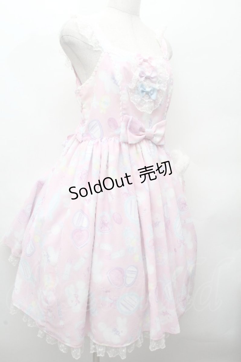 画像3: Angelic Pretty / Fluffy Puff Bunnyジャンパースカート  ピンク S-26-04-16-050-AP-OP-AS-ZS (3)