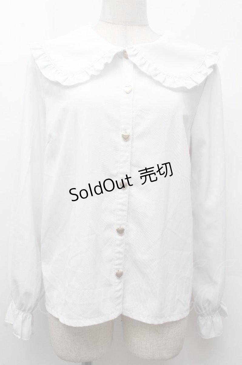 画像1: axes femme POETIQUE / ハート釦丸襟ブラウス  白 S-26-04-16-1006-AX-BL-HR-ZS (1)