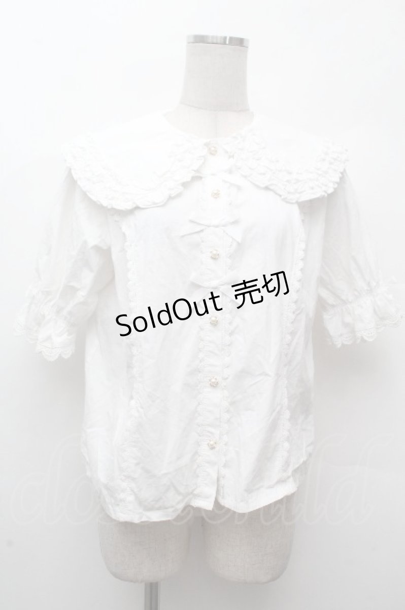 画像1: axes femme kawaii / 半袖丸襟コットンブラウス  白 S-26-04-16-1008-AX-BL-HR-ZS (1)