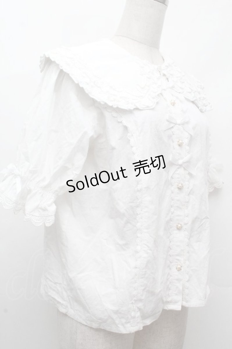画像3: axes femme kawaii / 半袖丸襟コットンブラウス  白 S-26-04-16-1008-AX-BL-HR-ZS (3)