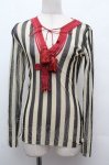 画像1: Jean Paul GAULTIER / ボーダーパワーネットトップス 40 オフｘ黒 S-26-04-16-025-GO-TO-AS-ZS (1)