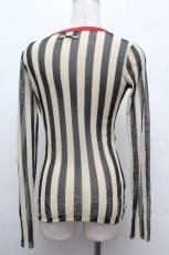 画像2: Jean Paul GAULTIER / ボーダーパワーネットトップス 40 オフｘ黒 S-26-04-16-025-GO-TO-AS-ZI (2)