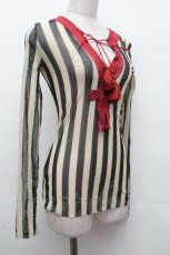 画像3: Jean Paul GAULTIER / ボーダーパワーネットトップス 40 オフｘ黒 S-26-04-16-025-GO-TO-AS-ZI (3)