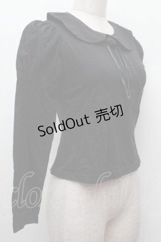 画像3: Moi-meme-Moitie / ローズブローチ付き丸襟カットソー  黒 S-26-04-16-036-MO-TO-HR-ZS (3)