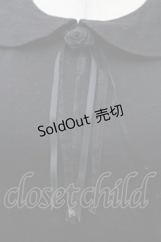 画像4: Moi-meme-Moitie / ローズブローチ付き丸襟カットソー  黒 S-26-04-16-036-MO-TO-HR-ZS (4)