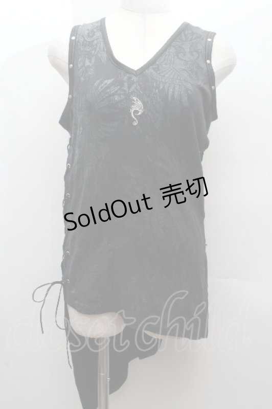 画像1: Sixh / サイドレースアップラメタンクトップ  黒 S-26-04-16-039-HN-TS-HR-ZS (1)