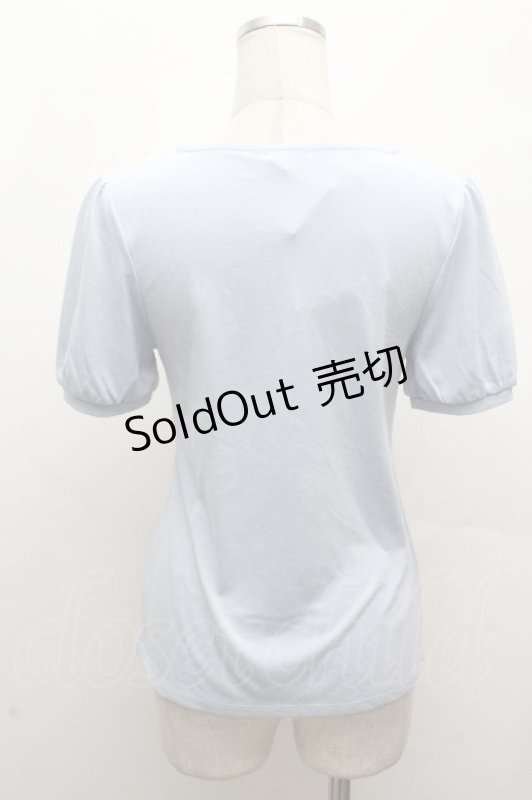 画像3: axes femme / フロントレースシフォンフリル半袖カットソー  サックス S-26-04-17-046-AX-TO-HR-ZS (3)