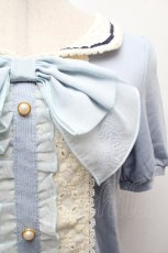 画像5: axes femme / フロントレースシフォンフリル半袖カットソー  サックス S-26-04-17-046-AX-TO-HR-ZS (5)