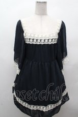 画像1: LOLITA / レースシフォントップス  紺 S-26-04-17-050-LO-BL-HR-ZS (1)