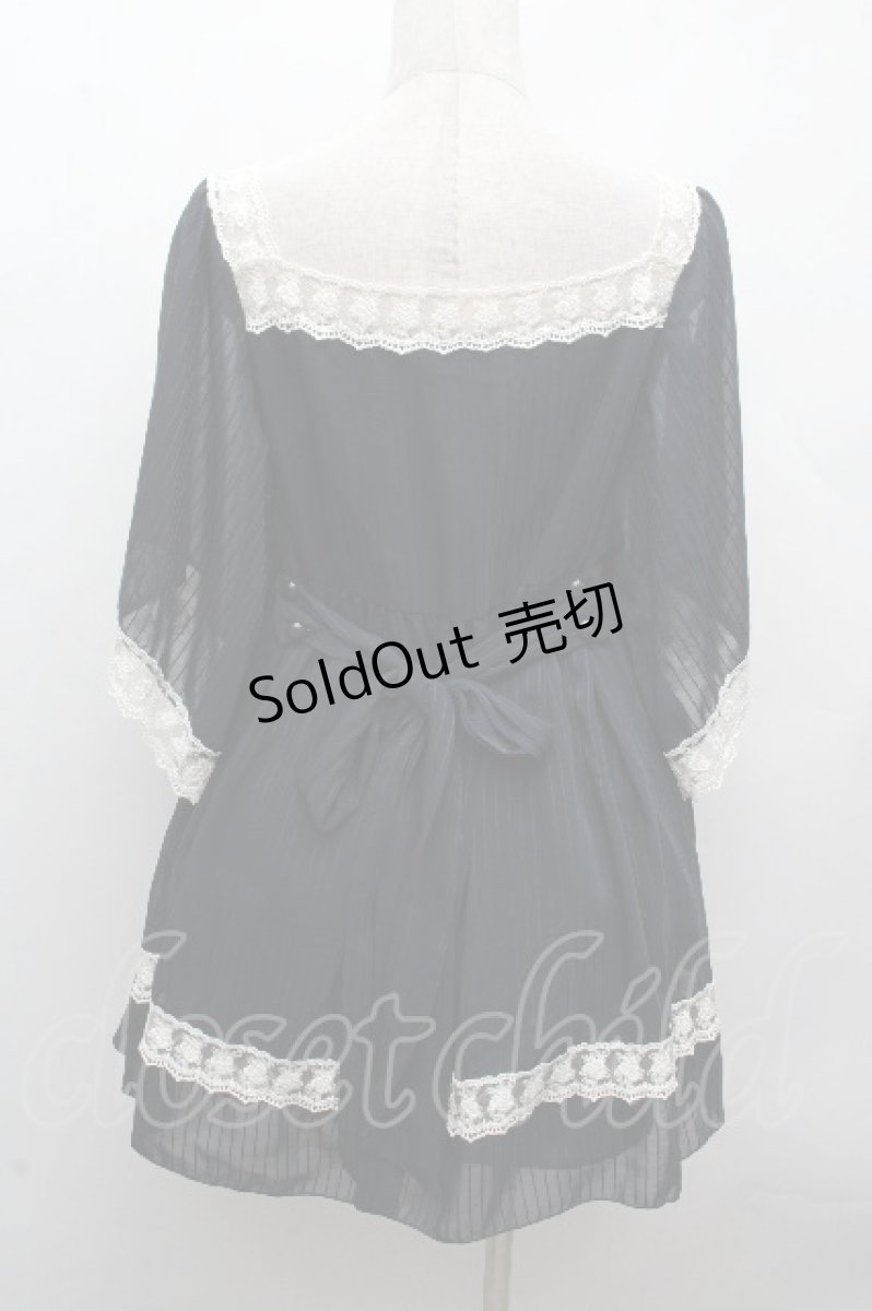 画像3: LOLITA / レースシフォントップス  紺 S-26-04-17-050-LO-BL-HR-ZS (3)