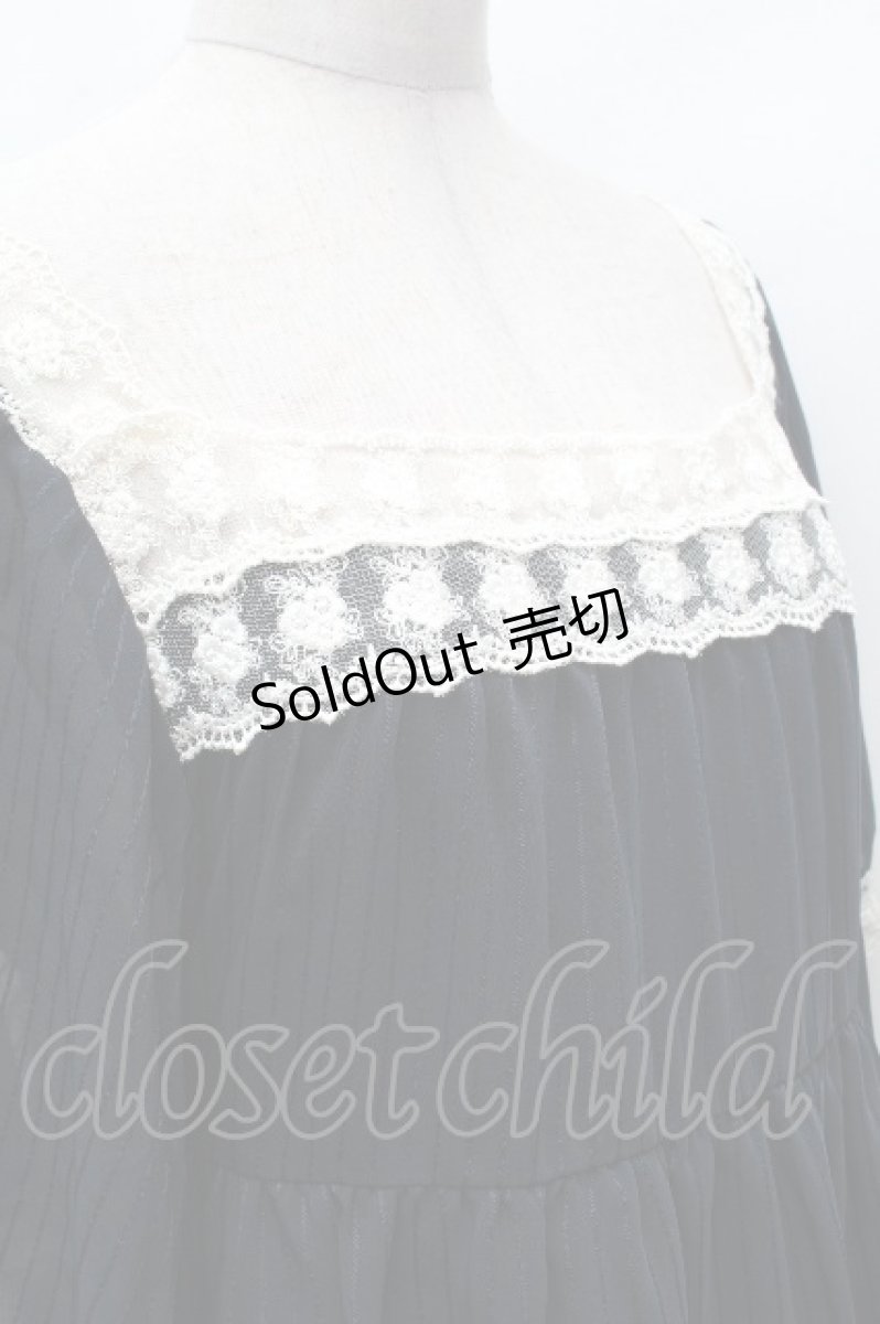 画像4: LOLITA / レースシフォントップス  紺 S-26-04-17-050-LO-BL-HR-ZS (4)