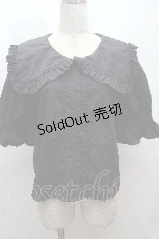 画像1: LOLITA / パフ袖ビッグ襟ブラウス  黒 S-26-04-17-051-LO-BL-HR-ZS (1)
