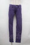 画像1: STIGMATA / ストライプパンツ  黒ｘ紫 S-26-04-17-062-GO-TO-HR-ZS (1)