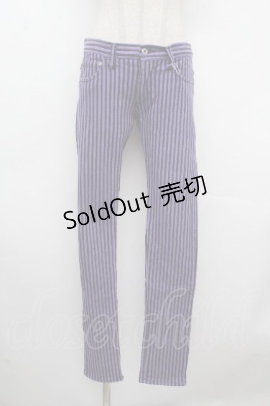 画像1: STIGMATA / ストライプパンツ  黒ｘ紫 S-26-04-17-062-GO-TO-HR-ZS (1)