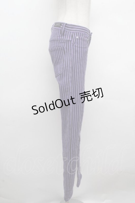 画像2: STIGMATA / ストライプパンツ  黒ｘ紫 S-26-04-17-062-GO-TO-HR-ZS (2)