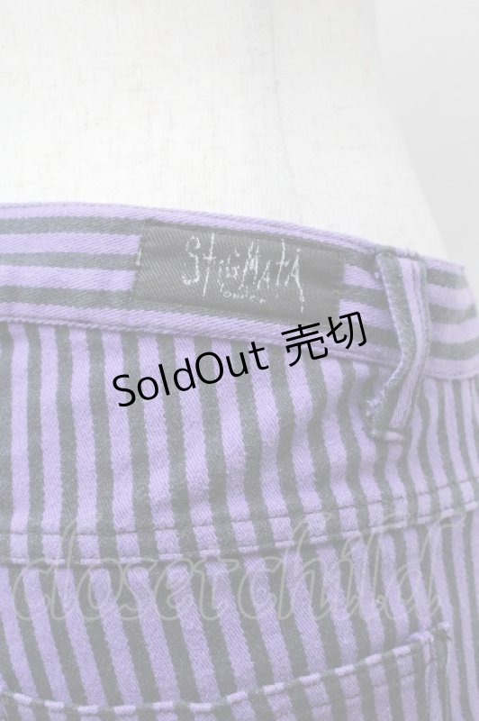 画像4: STIGMATA / ストライプパンツ  黒ｘ紫 S-26-04-17-062-GO-TO-HR-ZS (4)