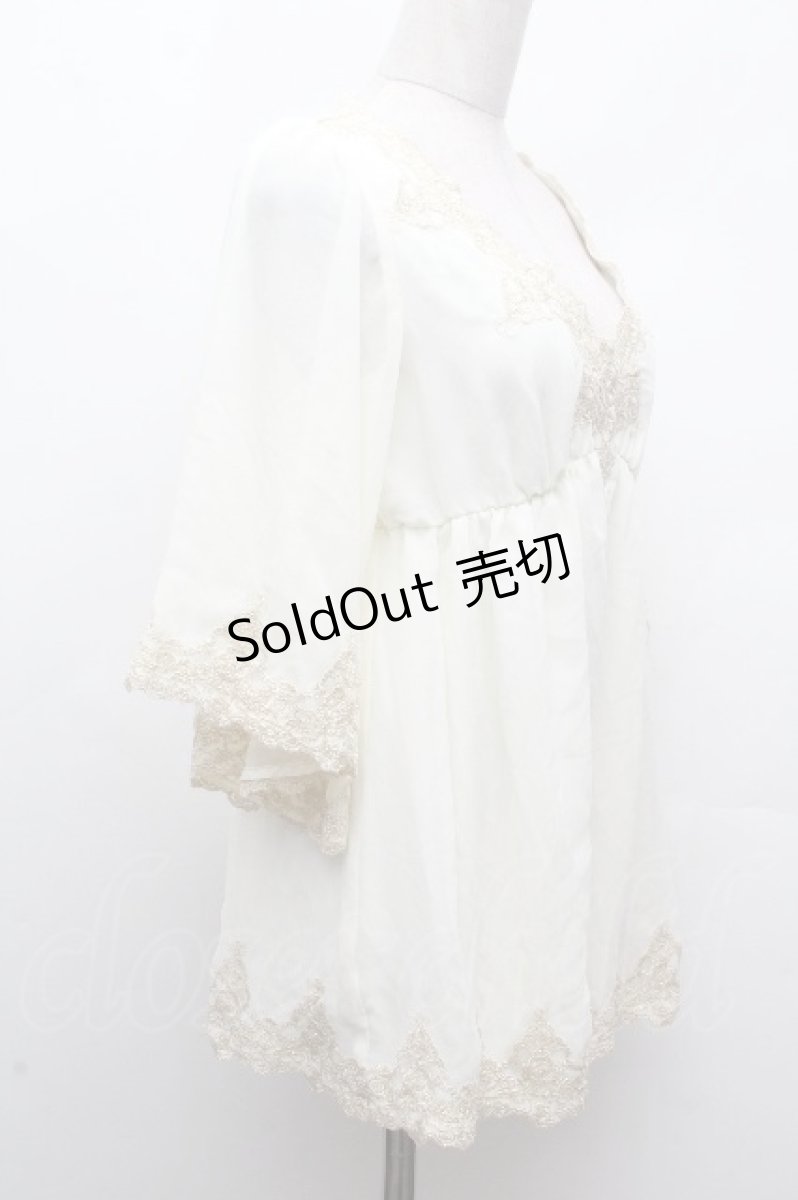 画像2: LOLITA / 花柄シフォン切替トップス  オフ S-26-04-17-025-LO-TO-HR-ZS (2)