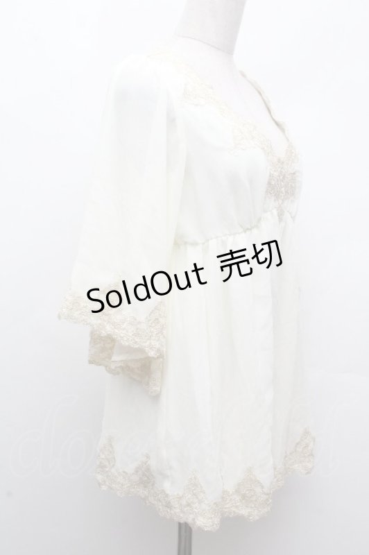 画像2: LOLITA / 花柄シフォン切替トップス  オフ S-26-04-17-025-LO-TO-HR-ZS (2)