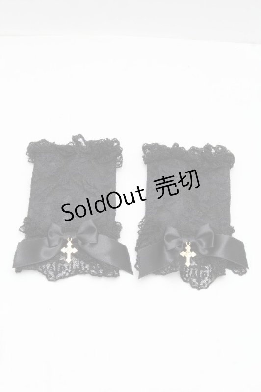 画像1: Angelic Pretty / クロスチャームレース手甲  黒 S-26-04-18-1001-AP-ZA-HR-ZS (1)