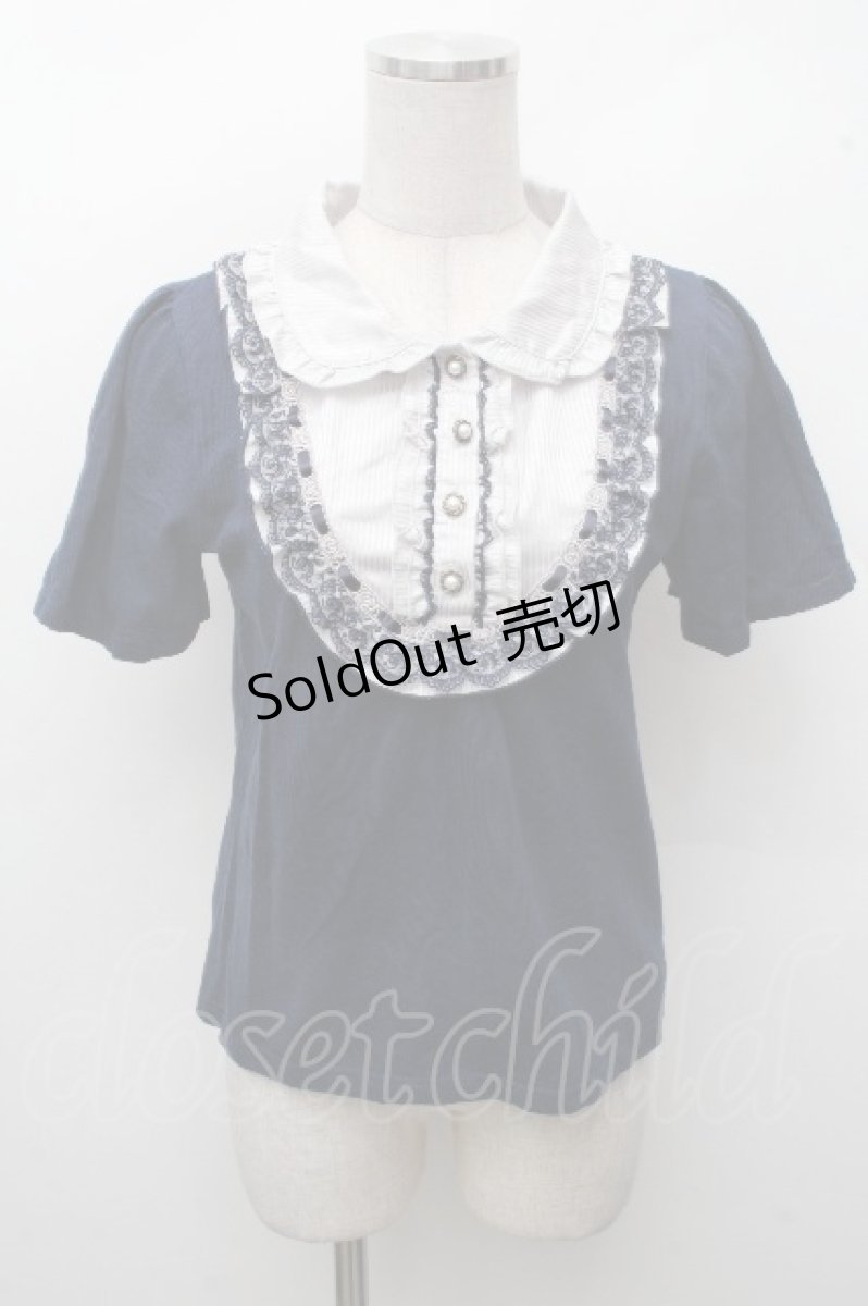 画像1: axes femme / レースブロッキングプルオーバー  紺 S-26-04-18-1036-AX-TO-HR-ZS (1)