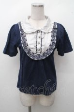 画像1: axes femme / レースブロッキングプルオーバー  紺 S-26-04-18-1036-AX-TO-HR-ZS (1)