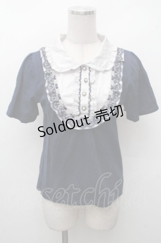 画像1: axes femme / レースブロッキングプルオーバー  紺 S-26-04-18-1036-AX-TO-HR-ZS (1)