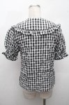 画像2: axes femme kawaii / ギンガムチェック半袖ブラウス  黒ｘ白 S-26-04-18-1039-AX-BL-HR-ZS (2)