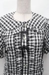 画像3: axes femme kawaii / ギンガムチェック半袖ブラウス  黒ｘ白 S-26-04-18-1039-AX-BL-HR-ZS (3)