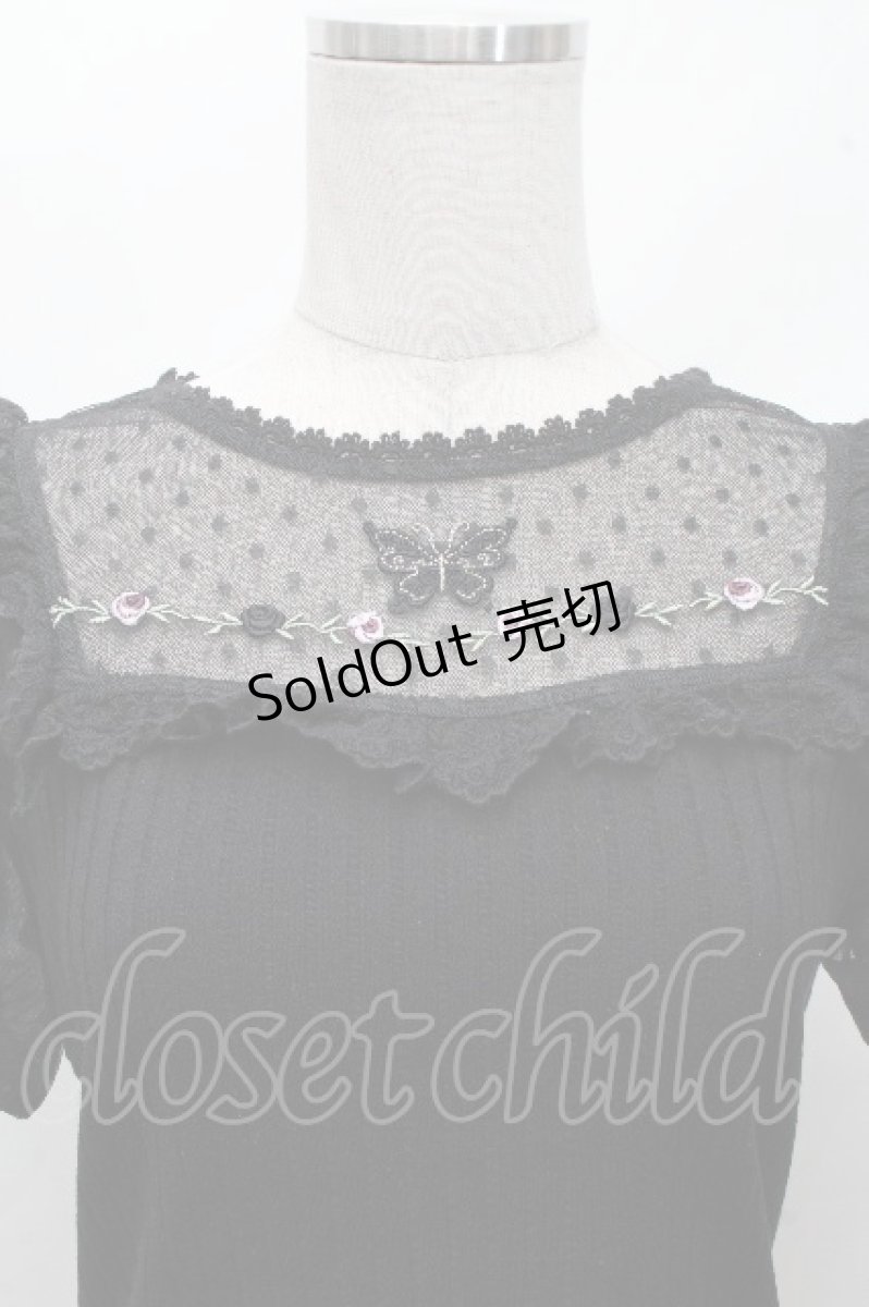画像3: axes femme POETIQUE / 蝶ステッチ切替トップス  黒 S-26-04-18-1040-AX-TO-HR-ZS (3)