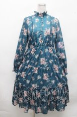 画像1: axes femme / 花柄ティアードワンピース  グリーン S-26-04-18-1043-AX-OP-HR-ZS (1)
