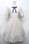 画像1: Amavel / リボンブローチ付きチェックワンピース F ベージュ S-26-04-18-1047-CA-OP-TE-ZS (1)