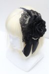画像1: ATELIER PIERROT / 薔薇レースカチューシャ  黒 S-26-04-18-1008-EL-ZA-HR-ZS (1)