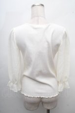 画像2: axes femme / シフォンスリーブ花刺繍カットソー  オフ S-26-04-18-1019-AX-TO-HR-ZS (2)