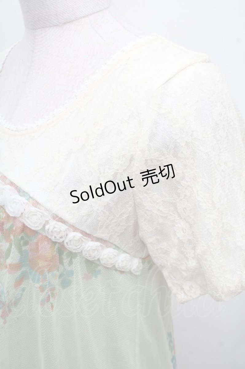 画像3: axes femme / チュールプリントチュニック  オフｘグリーン S-26-04-18-1023-AX-TO-HR-ZS (3)