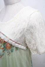 画像3: axes femme / チュールプリントチュニック  オフｘグリーン S-26-04-18-1023-AX-TO-HR-ZS (3)