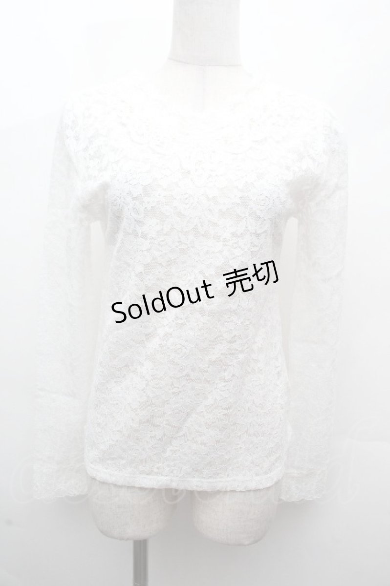 画像1: axes femme / パール&ラインストーン総レーストップス  白 S-26-04-19-004-AX-TO-HR-ZS (1)