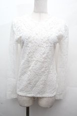 画像1: axes femme / パール&ラインストーン総レーストップス  白 S-26-04-19-004-AX-TO-HR-ZS (1)