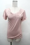 画像1: axes femme / モチーフレース使い半袖インナー  ピンク S-26-04-19-012-AX-TO-HR-ZS (1)