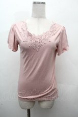 画像1: axes femme / モチーフレース使い半袖インナー  ピンク S-26-04-19-012-AX-TO-HR-ZS (1)