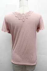 画像2: axes femme / モチーフレース使い半袖インナー  ピンク S-26-04-19-012-AX-TO-HR-ZS (2)