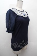 画像3: axes femme POETIQUE / ブーケリボン刺繍リブプルオーバー  紺 S-26-04-19-023-AX-TO-AS-ZS (3)