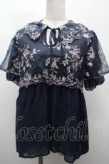 画像1: axes femme / チュール刺繍ロングシャツ  紺 S-26-04-19-025-AX-BL-HR-ZS (1)