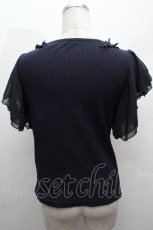 画像2: axes femme / お花モチーフリブニット  紺 S-26-04-19-028-AX-TO-HR-ZS (2)
