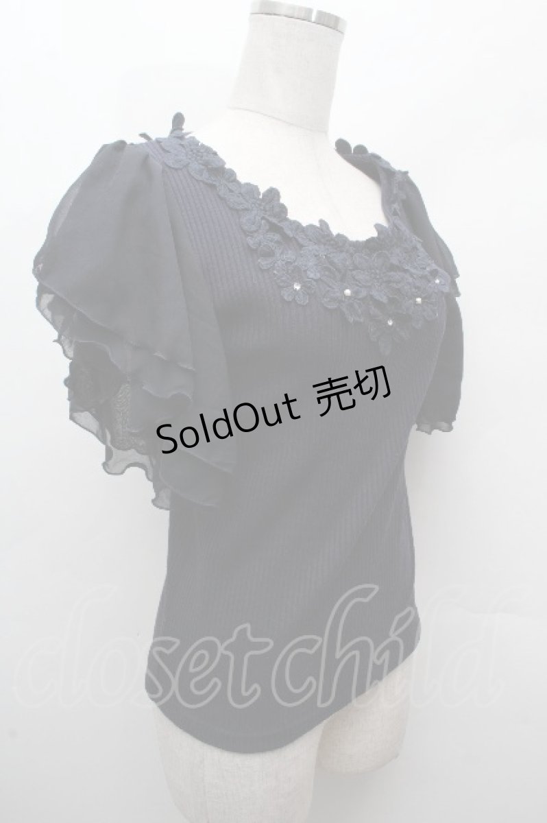 画像3: axes femme / お花モチーフリブニット  紺 S-26-04-19-028-AX-TO-HR-ZS (3)
