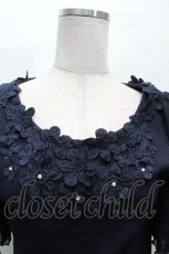 画像4: axes femme / お花モチーフリブニット  紺 S-26-04-19-028-AX-TO-HR-ZS (4)