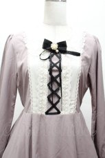 画像4: axes femme kawaii / 襟デザインロング長袖ワンピース  グレー S-26-04-20-037-AX-OP-HR-ZS (4)