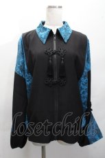 画像1: Deorart / キョンシースリーブ・チャイナ・中華柄 ライトジャケット  黒ｘ青 S-26-04-20-006-PU-TO-AS-ZS (1)