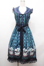 画像1: Ozz oneste / 総柄ノースリーブワンピース  ブルー S-26-04-20-043-OO-OP-AS-ZS (1)